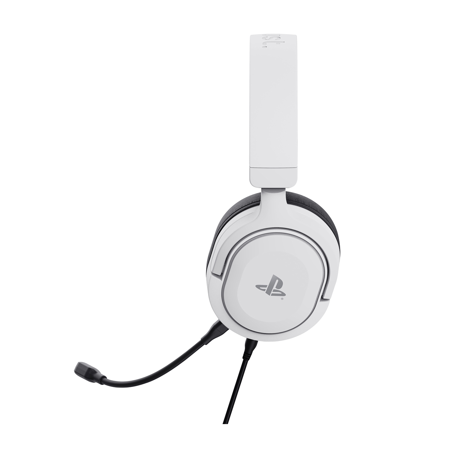 Cuffie da gaming bianche con microfono nero e logo PlayStation.