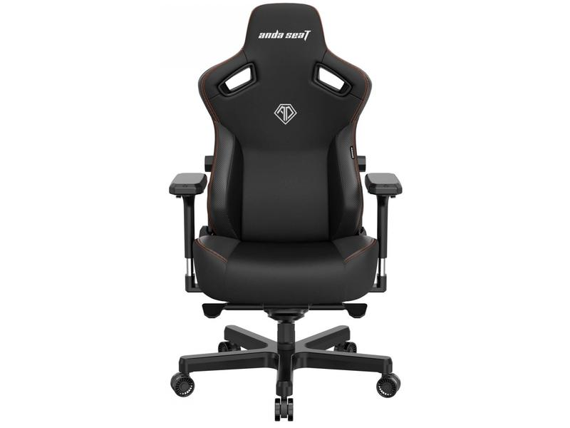 Sedia da gaming Anda Seat nera con cuciture rosse, base nera e braccioli.