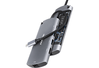 AXAGON USB 3.2 Gen1 Type-C multiport adapter, 5 Gbit/s, 2x USB-A, Type-C, HDMI, LAN, M.2 SATA (HMC-6M2)