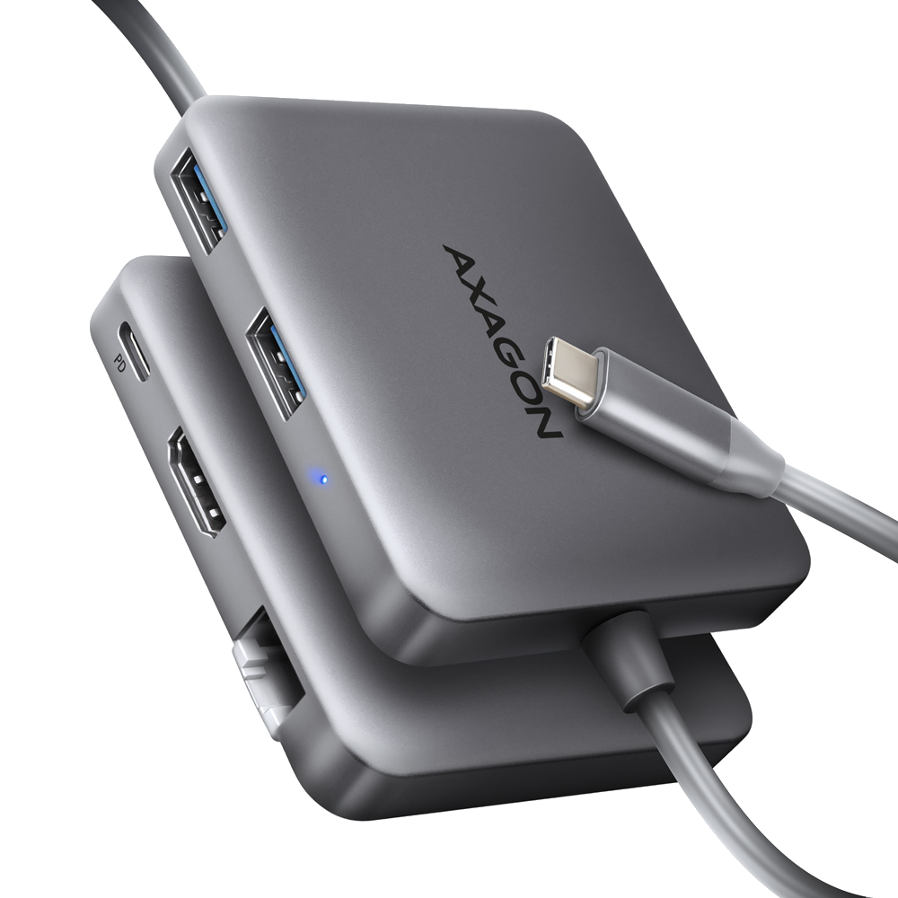 AXAGON USB 3.2 Gen1 Type-C multiport adapter, 5 Gbit/s, 2x USB-A, Type-C, HDMI 4K60Hz, GigabitLAN (HMC-5HL)