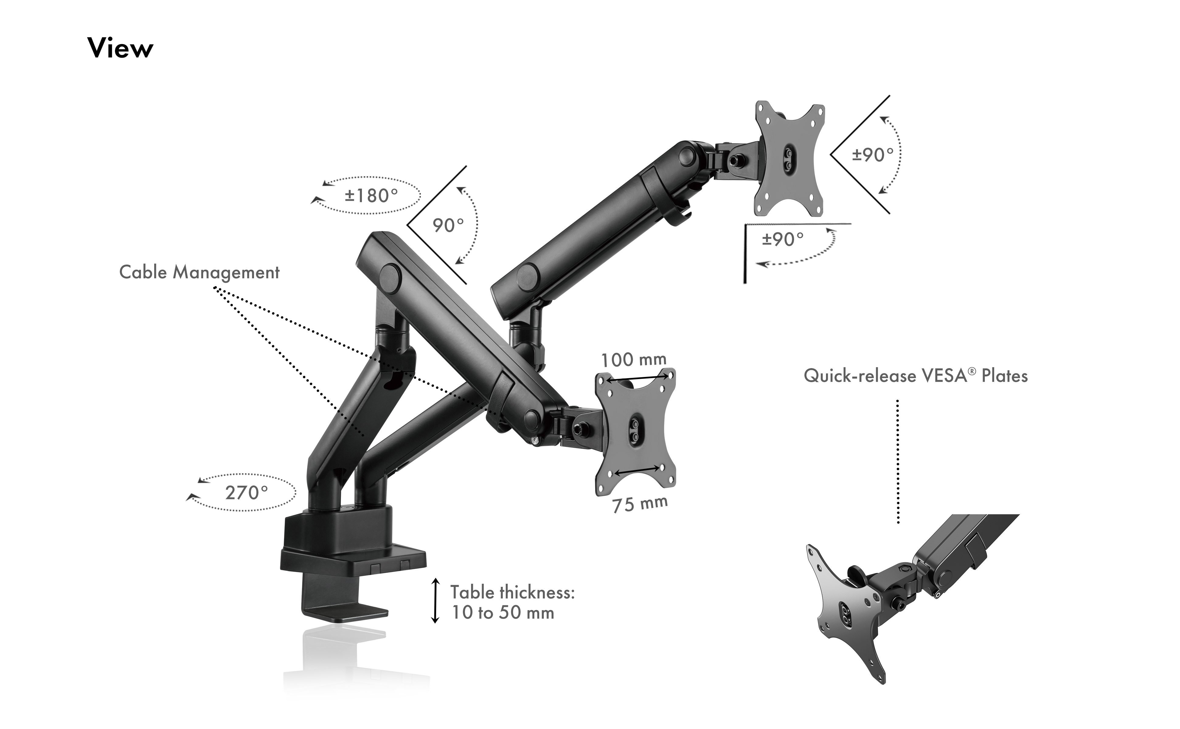 ICY BOX IB-MS314-T - Support de table (Noir)