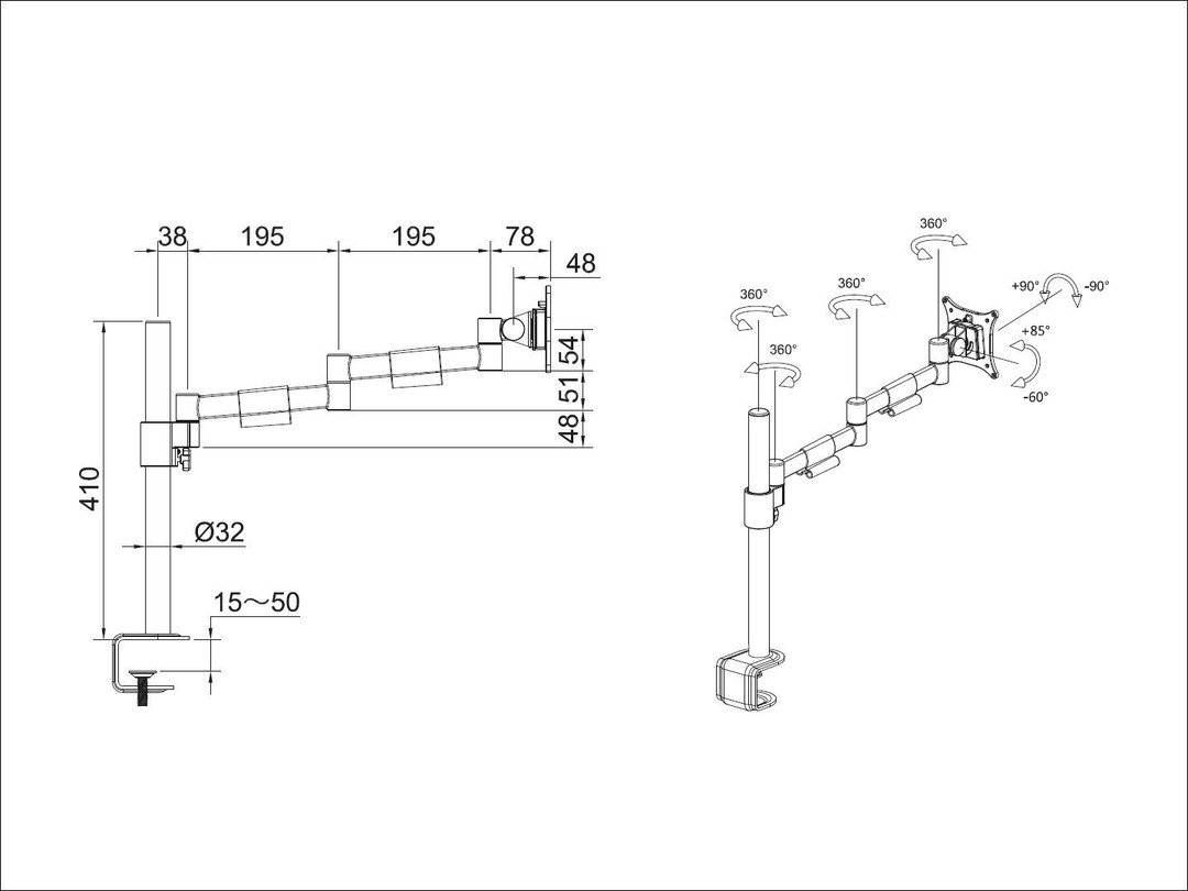 MULTIBRACKETS Officeline Single - Support de table (Argent)