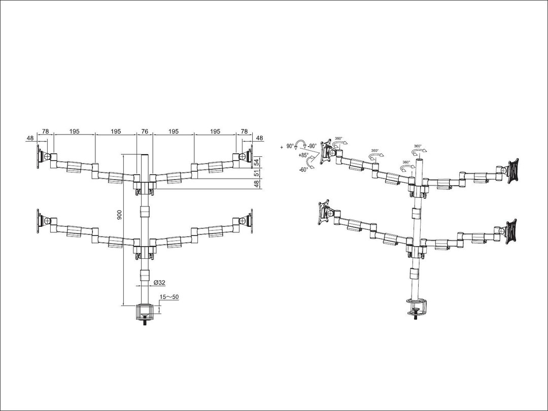 MULTIBRACKETS Officeline Quad - Support de table (Blanc)