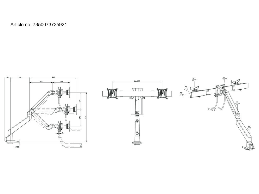 MULTIBRACKETS 7350073735921 - Support de table (Noir)