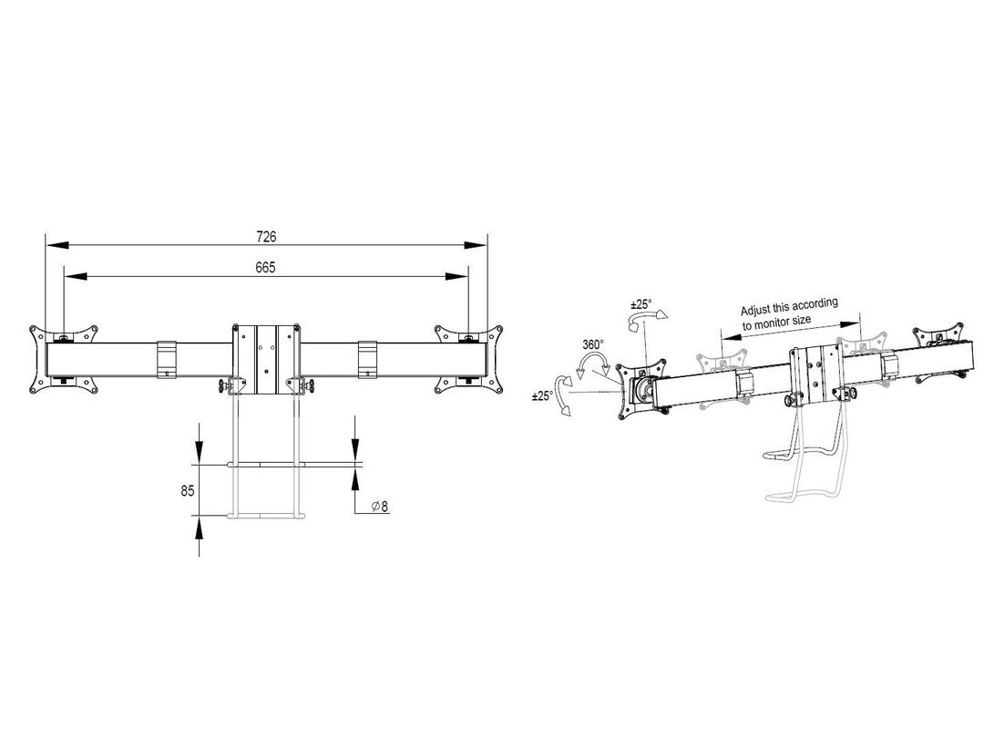 MULTIBRACKETS 7350073735921 - Support de table (Noir)