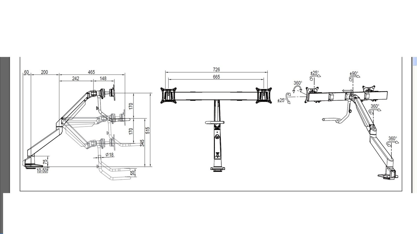 MULTIBRACKETS 6355 - Support de table (Noir)