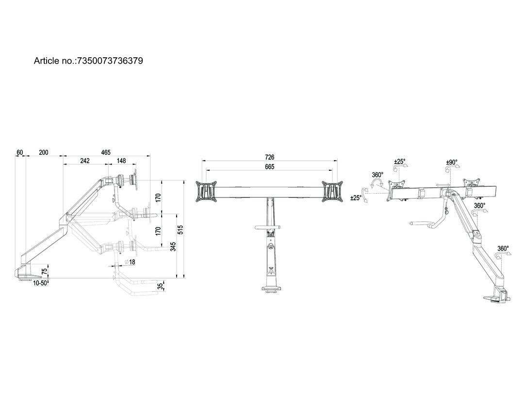 MULTIBRACKETS 6379 - Support de table (Blanc)
