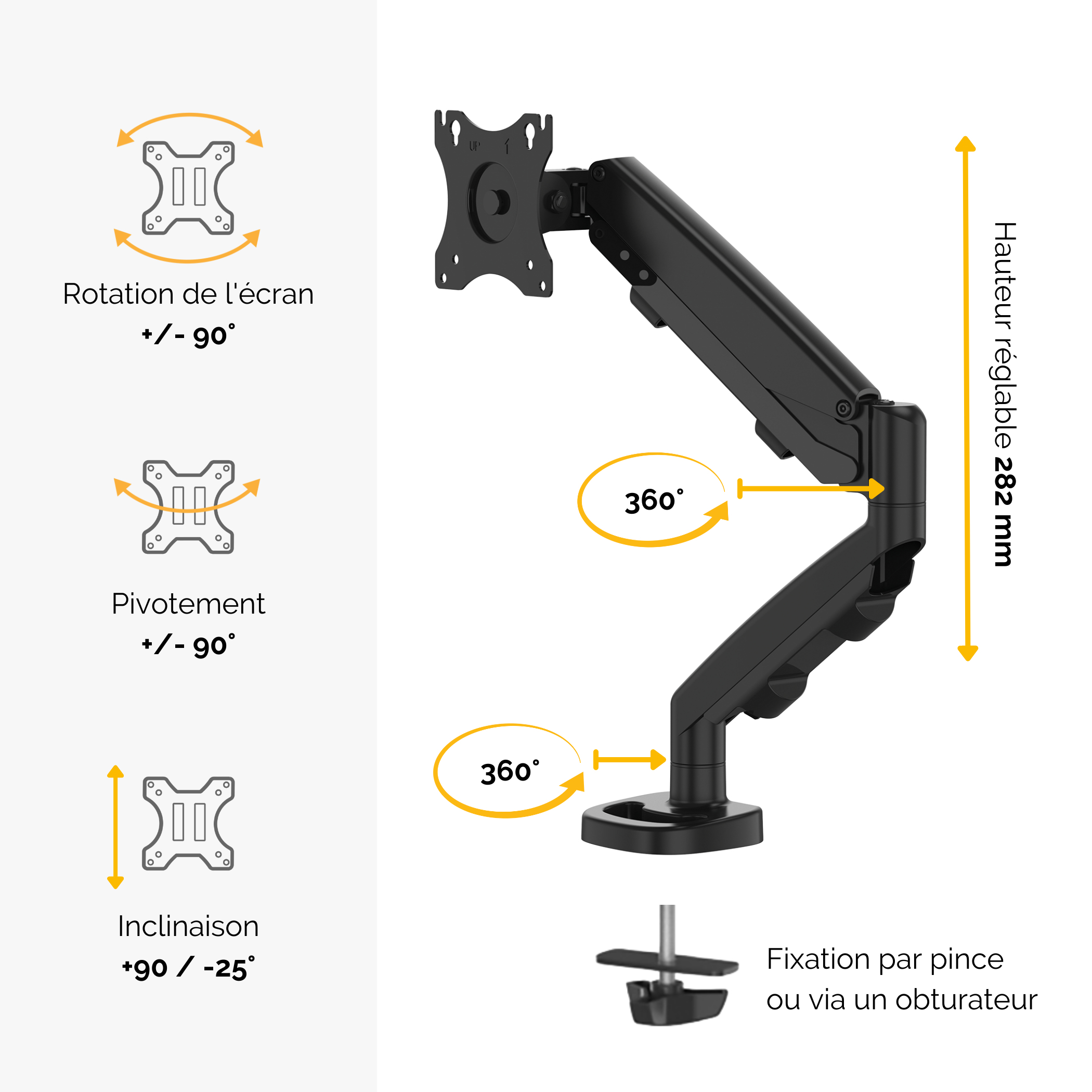FELLOWES 9683101 - Pied de support (Noir)