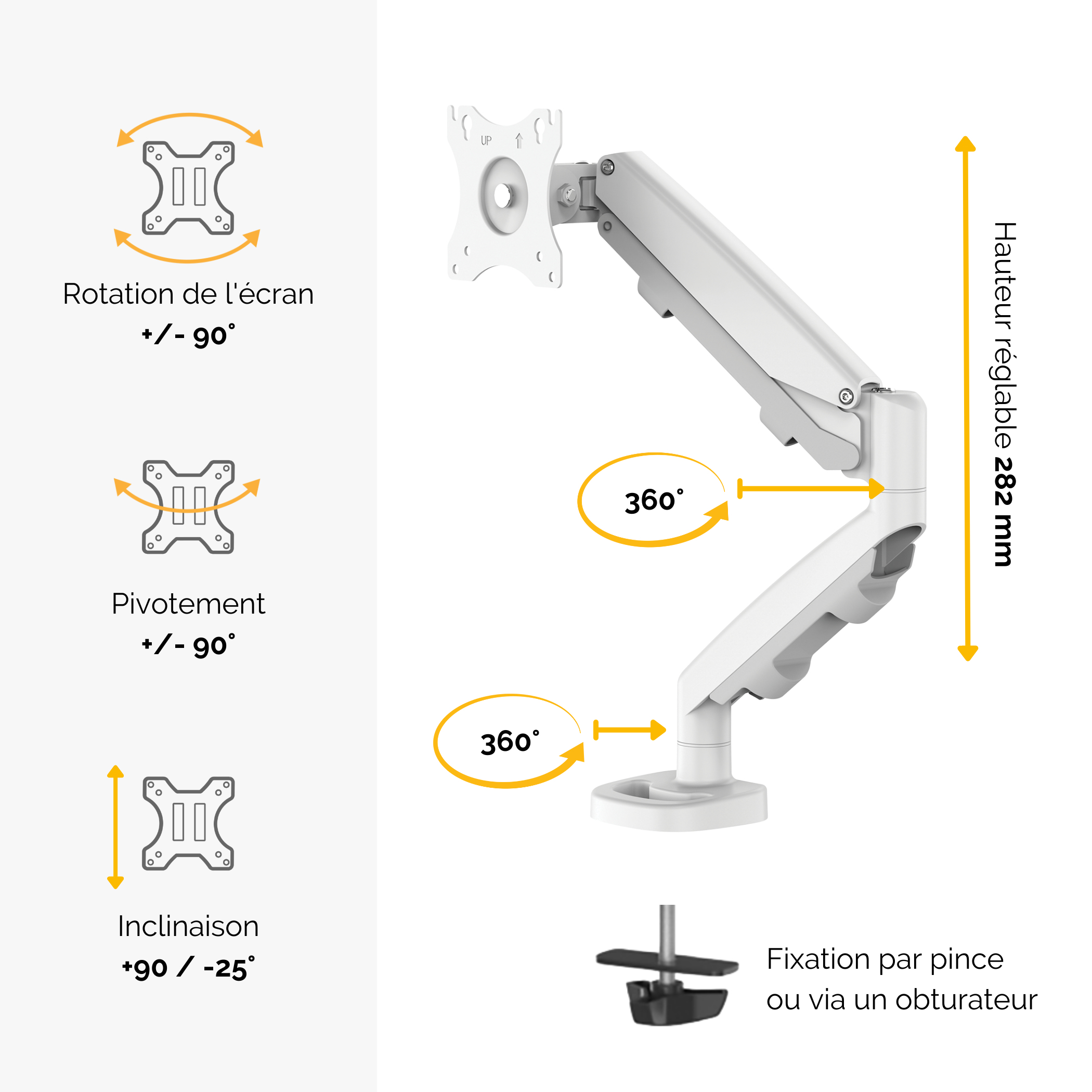FELLOWES 9683201 - Support de table (Blanc)