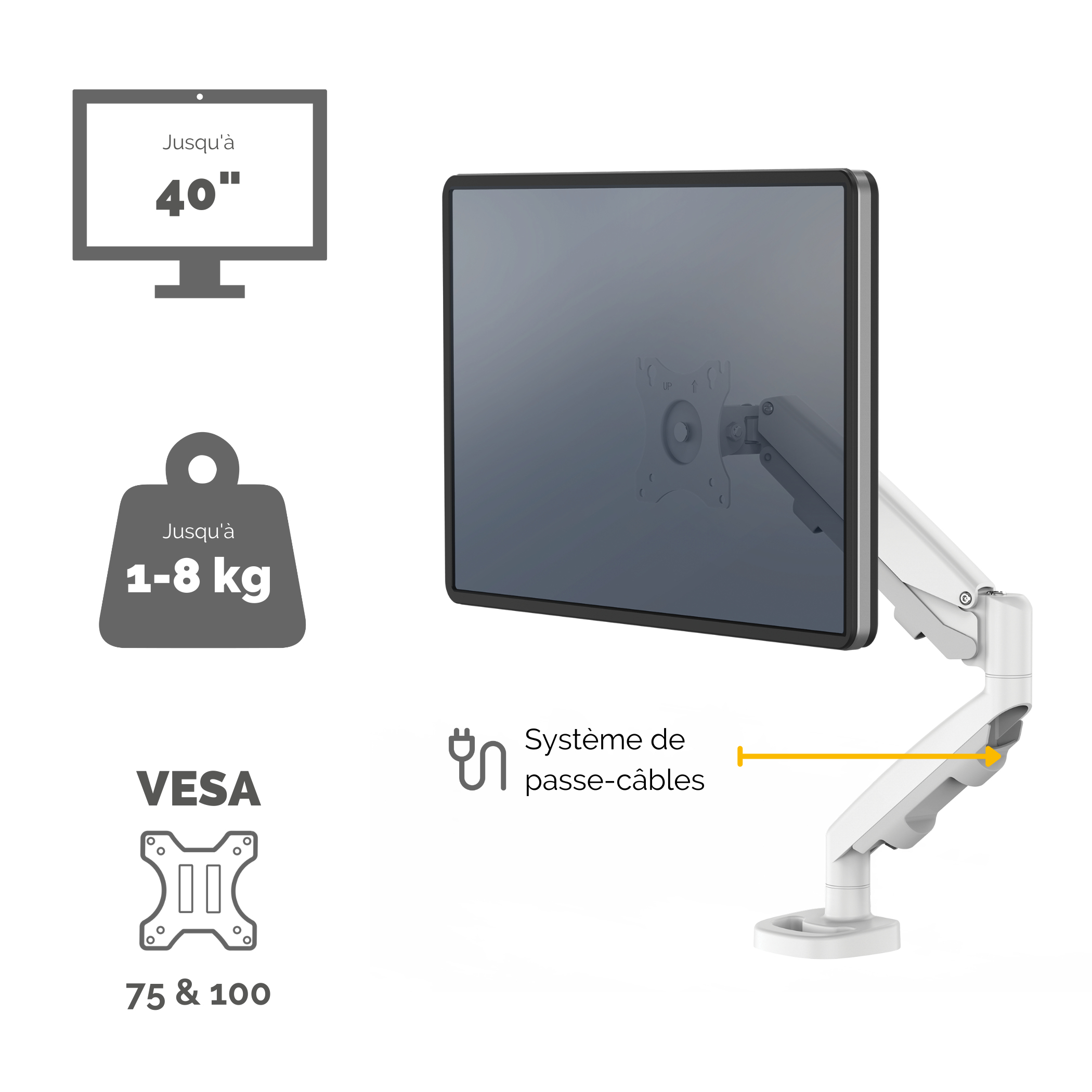 FELLOWES 9683201 - Support de table (Blanc)