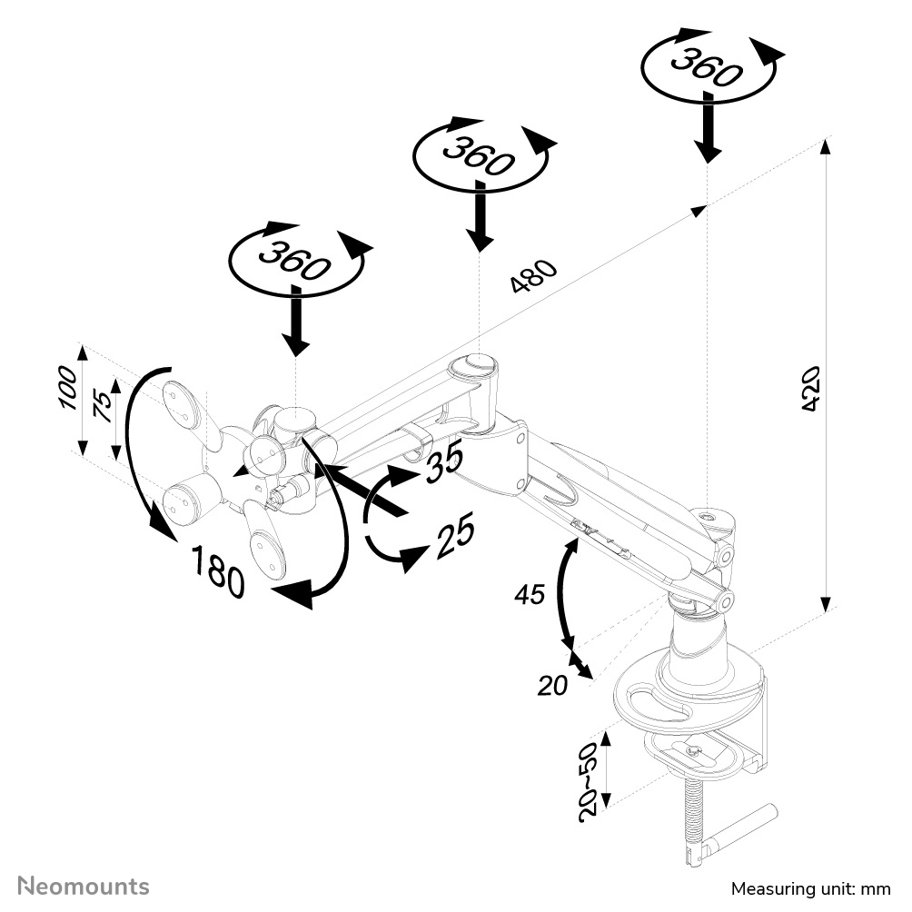 NEOMOUNTS FPMA-D940 - Support de table (Argent)