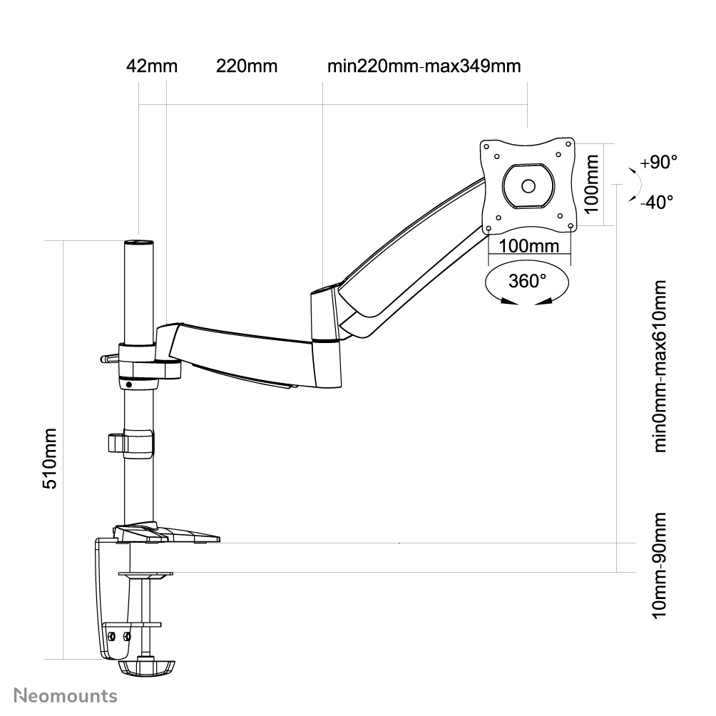 NEOMOUNTS FPMA-D950 - Support de table (Argent)