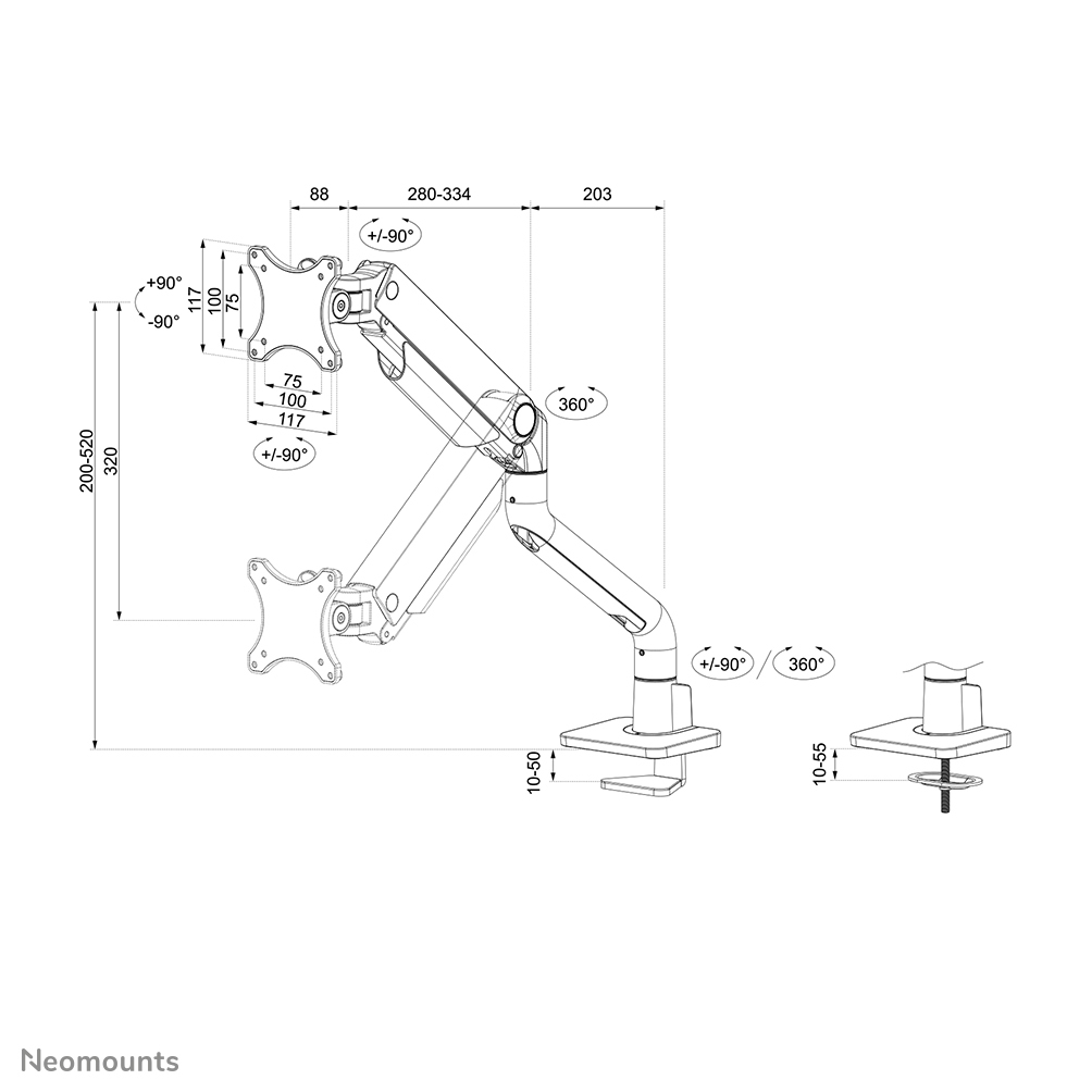 NEOMOUNTS DS70S-950BL1 - Accessoires (Noir)