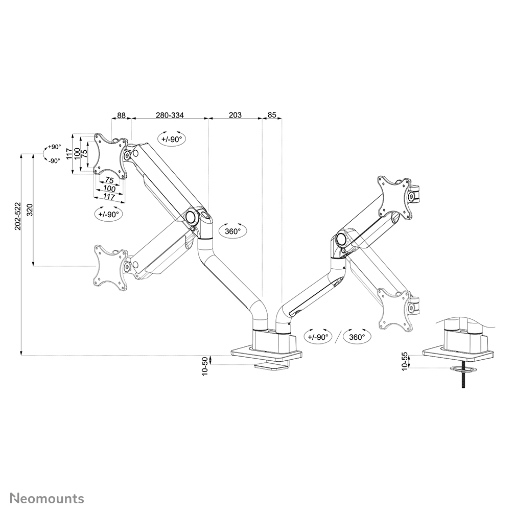 NEOMOUNTS DS70S-950BL2 - Support de table (Noir)