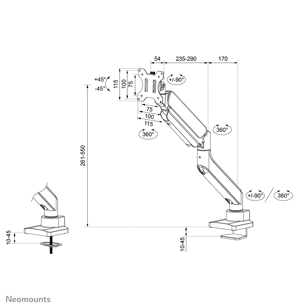 NEOMOUNTS DS70PLUS-450BL1 - Support de table (Noir)