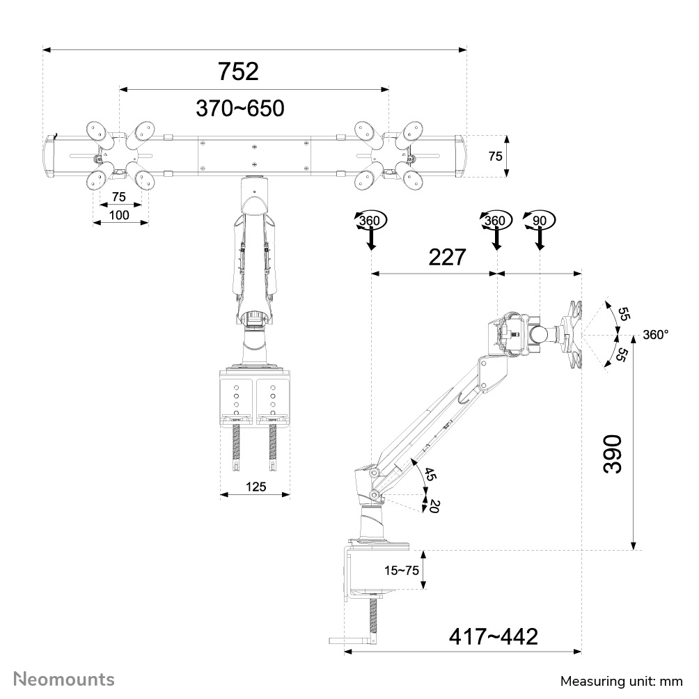 NEOMOUNTS FPMA-D940D - Support de table (Argent)