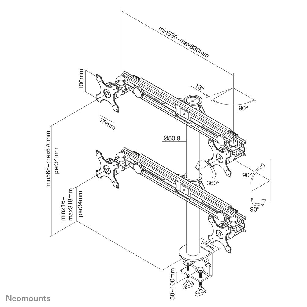 NEOMOUNTS FPMA-D700D4 - Support de table (Noir)