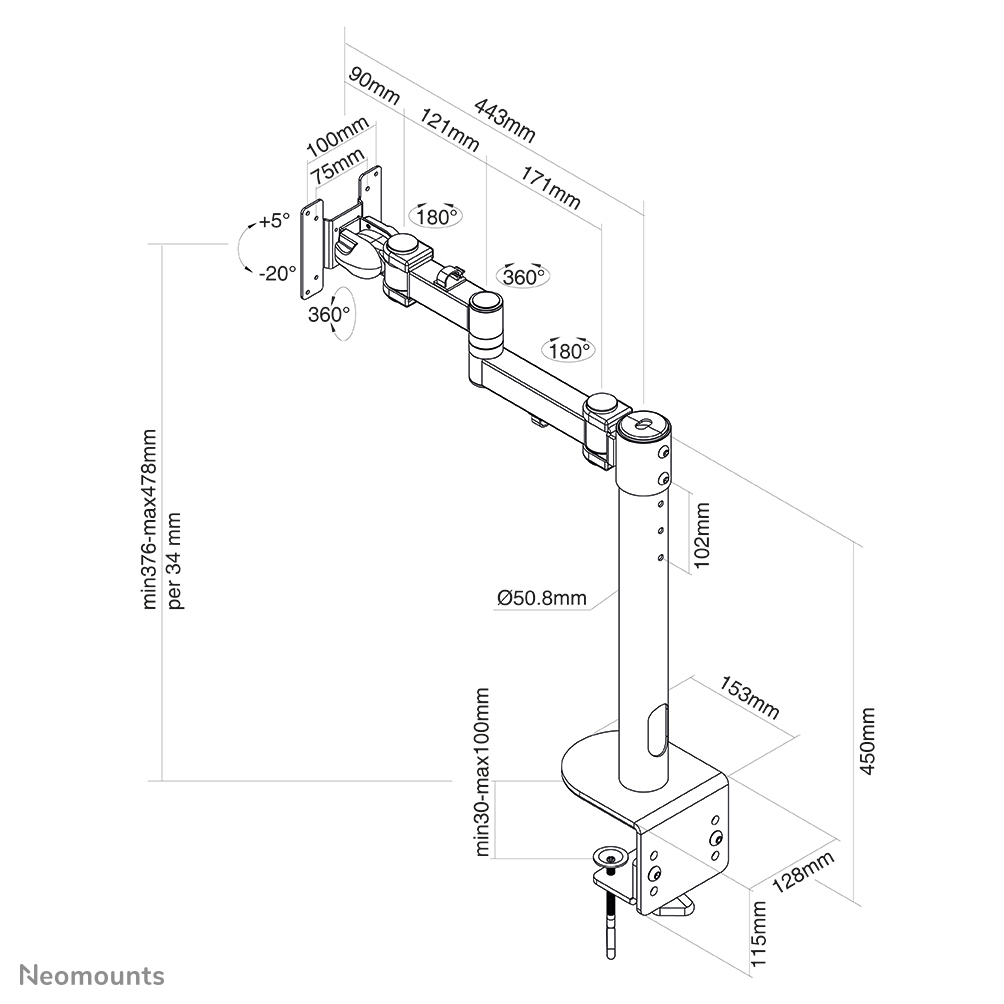 NEOMOUNTS FPMA-D960BLACKPLUS - Support de table (Noir)