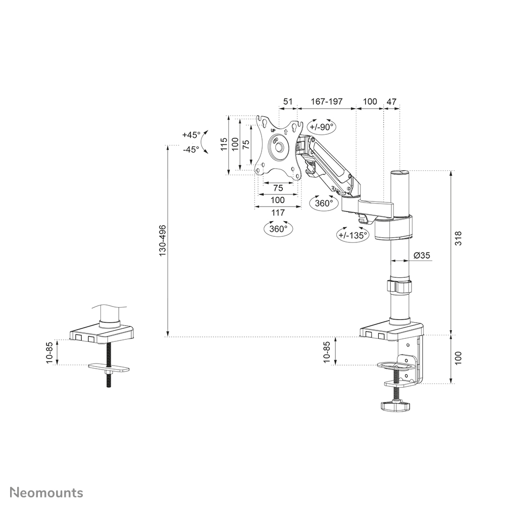 NEOMOUNTS DS70-750BL1 - Support de table (Argent)