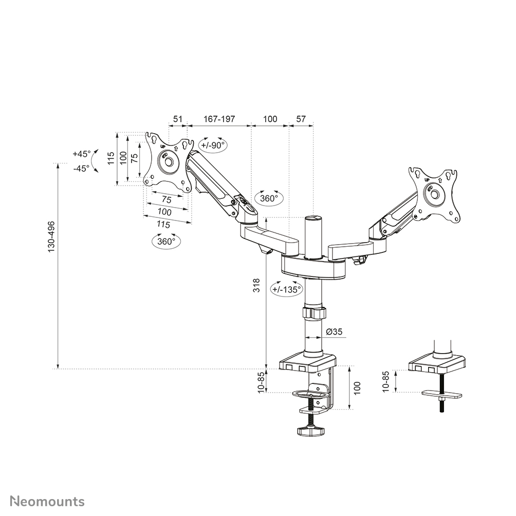 NEOMOUNTS DS70-750BL2 - Support de table (Argent)