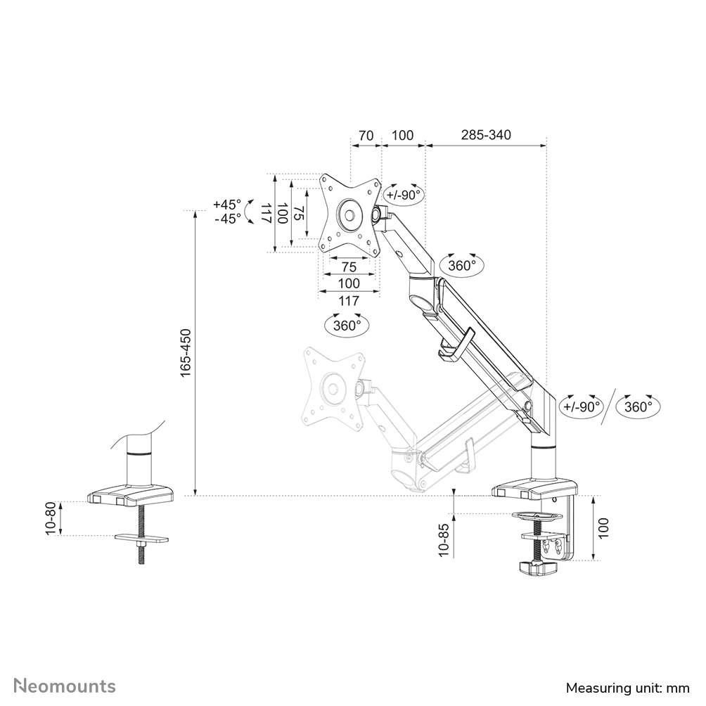 NEOMOUNTS DS70-810BL1 - Support de table (Argent)