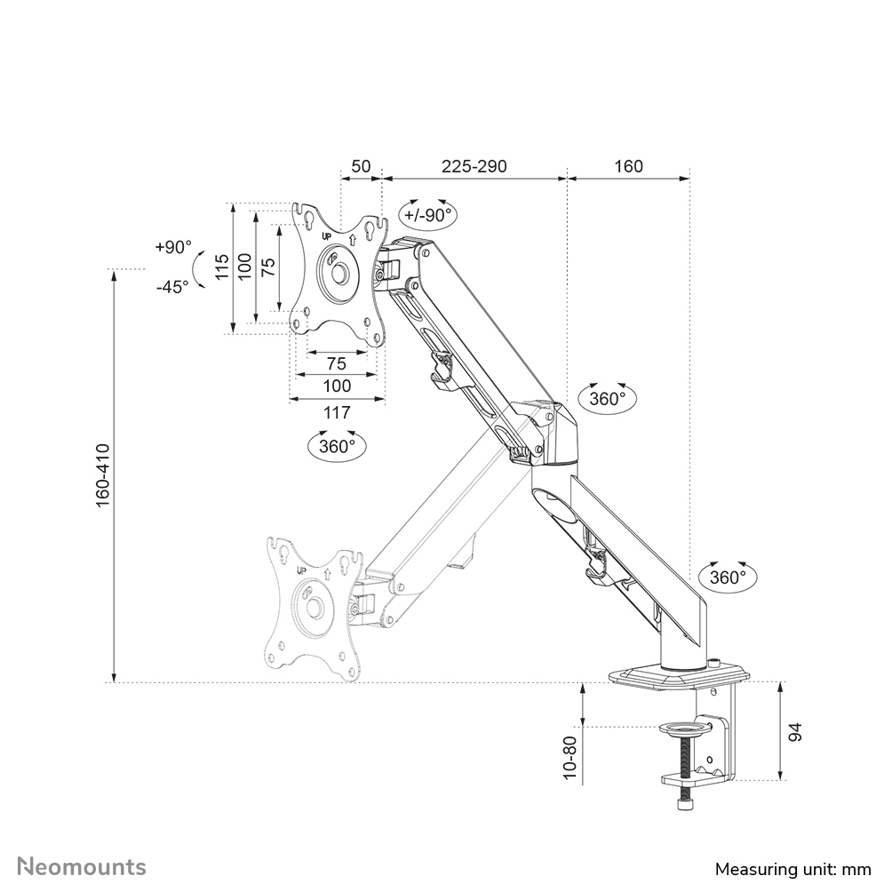 NEOMOUNTS DS70-700BL1 - Tischhalterung (Schwarz)