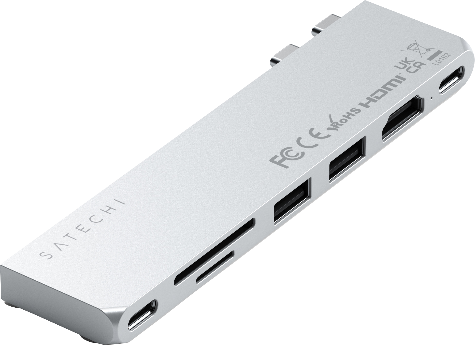 SATECHI PRO HUB SLIM, Multiport adapter, 2x USB-C, USB-A, HDMI, SD/microSD, ezüst (ST-HUCPHSS)