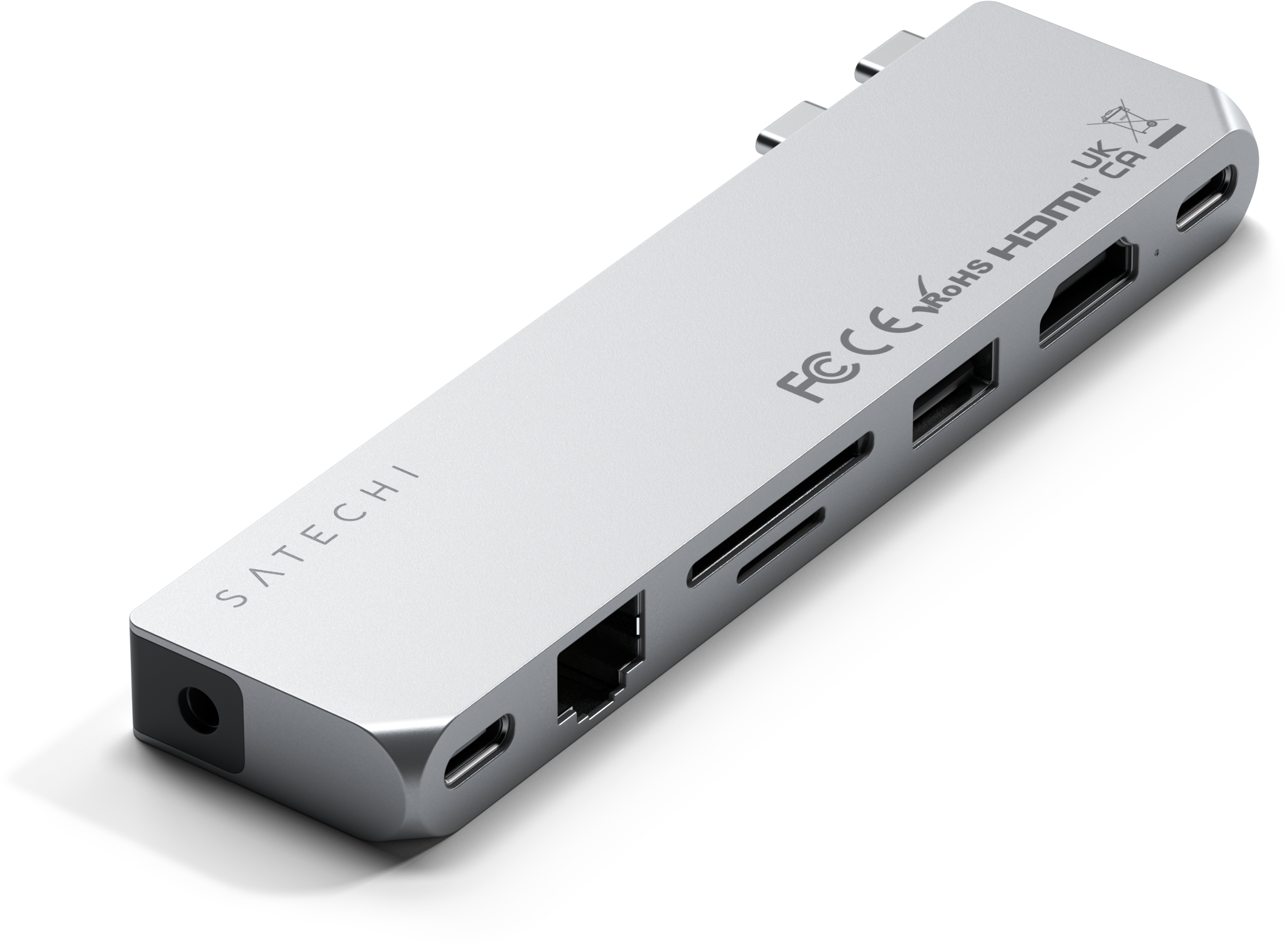 SATECHI Pro Hub Max, multiport adapter, HDMI, USB-A, 2x USB-C, SD/microSD, LAN, jack, ezüst (ST-UCPHMXS)