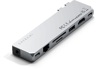 SATECHI Pro Hub Max, multiport adapter, HDMI, USB-A, 2x USB-C, SD/microSD, LAN, jack, ezüst (ST-UCPHMXS)