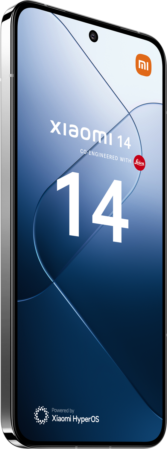 Un smartphone moderno sobre un fondo blanco. El teléfono es azul con el logo de Xiaomi.