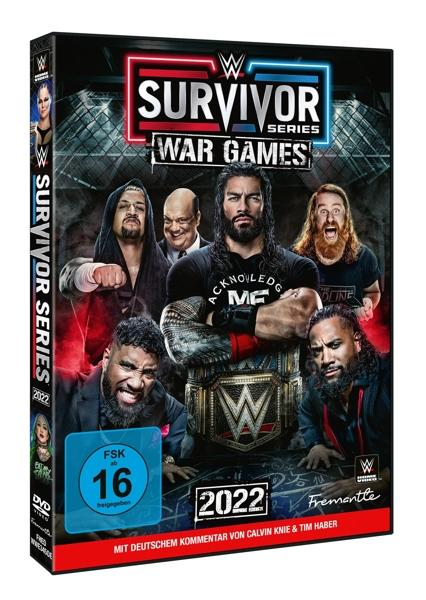 DVD-Cover: 'WWE Survivor Series War Games'. Wrestler-Gruppe, WWE-Logo und Text.