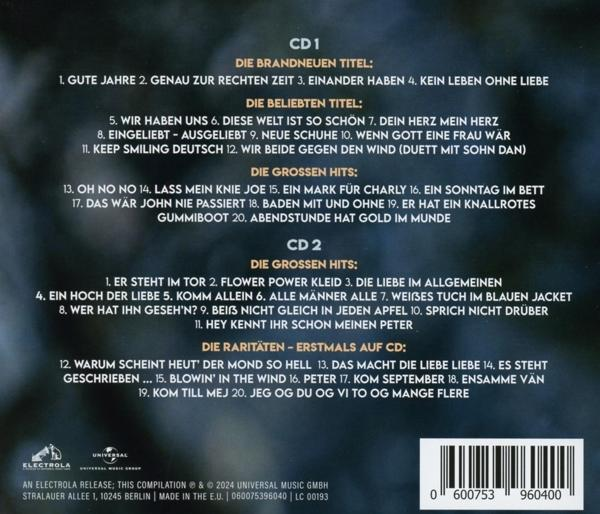 CD-Hülle mit einer Liste von Liedern auf CD1 und CD2. Der Text ist auf Deutsch.