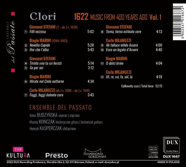 Rückseite einer CD-Hülle. Enthält Text über die Musik Clori und Credits. Das Album heißt 'Clori'.