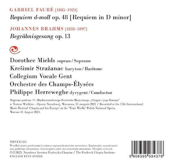 Albumcover mit Musikernamen und Werktiteln von Fauré und Brahms.