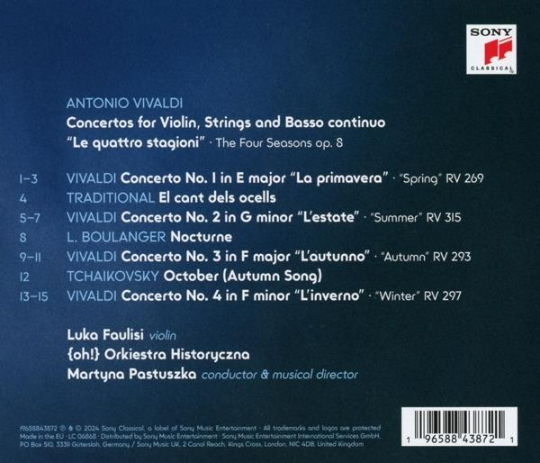 Rückseite einer CD mit Vivaldis Konzerten, Titelliste und Künstlerdetails.