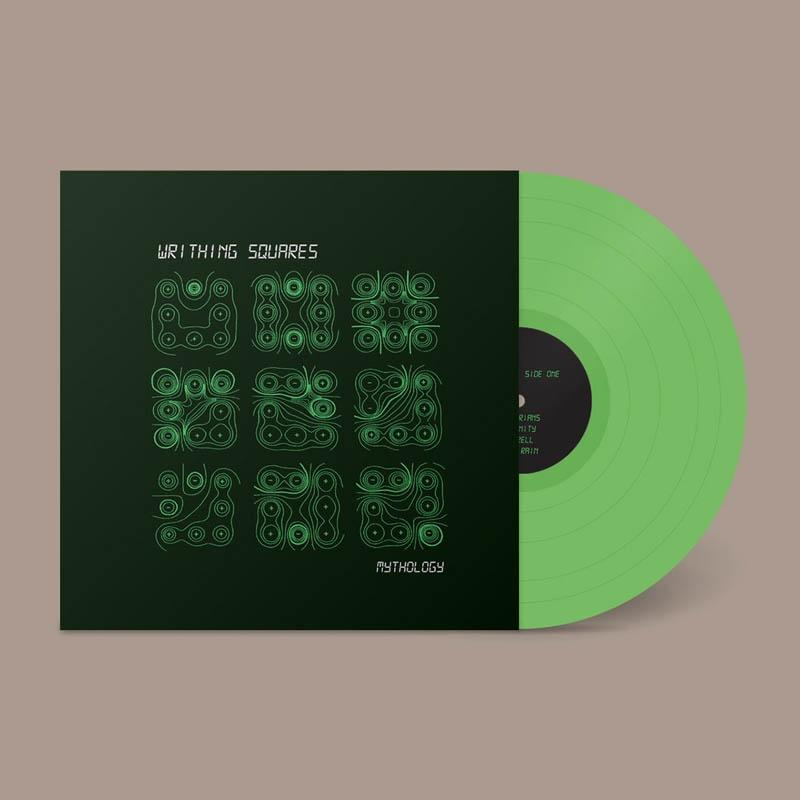 Grüne Schallplatte und Albumcover. Cover zeigt grünes Kreismuster.