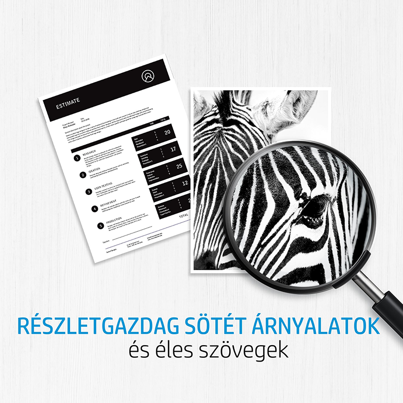 Becslés fekete-fehér részletekkel, zebracsíkos fotó nagyítóval, fa felületen.