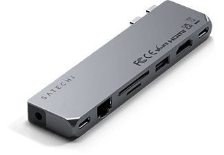 SATECHI Pro Hub Max, multiport adapter, HDMI, USB-A, 2x USB-C, SD/microSD, LAN, jack, asztroszürke  (ST-UCPHMXM)