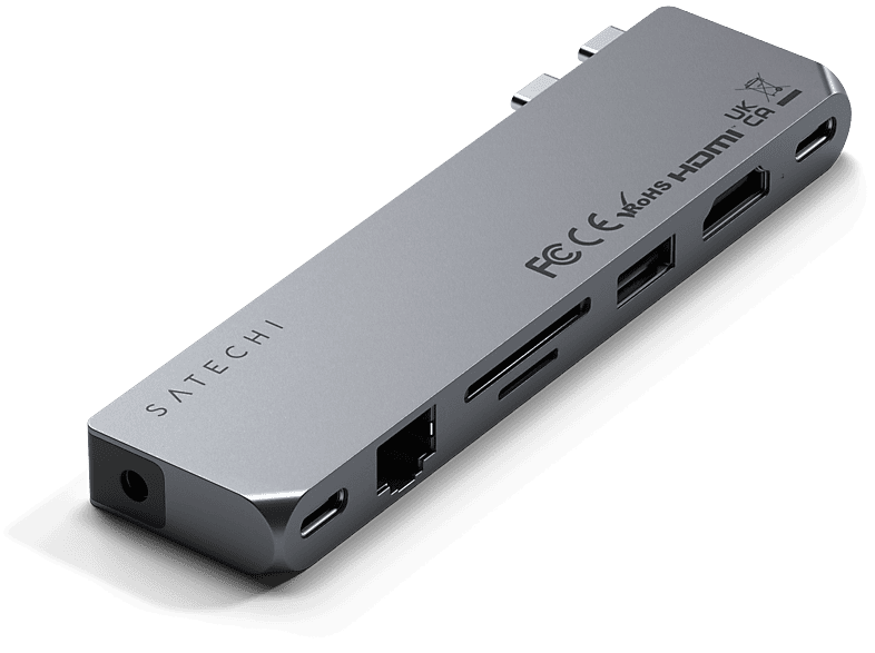 SATECHI Pro Hub Max, multiport adapter, HDMI, USB-A, 2x USB-C, SD/microSD, LAN, jack, asztroszürke (ST-UCPHMXM)