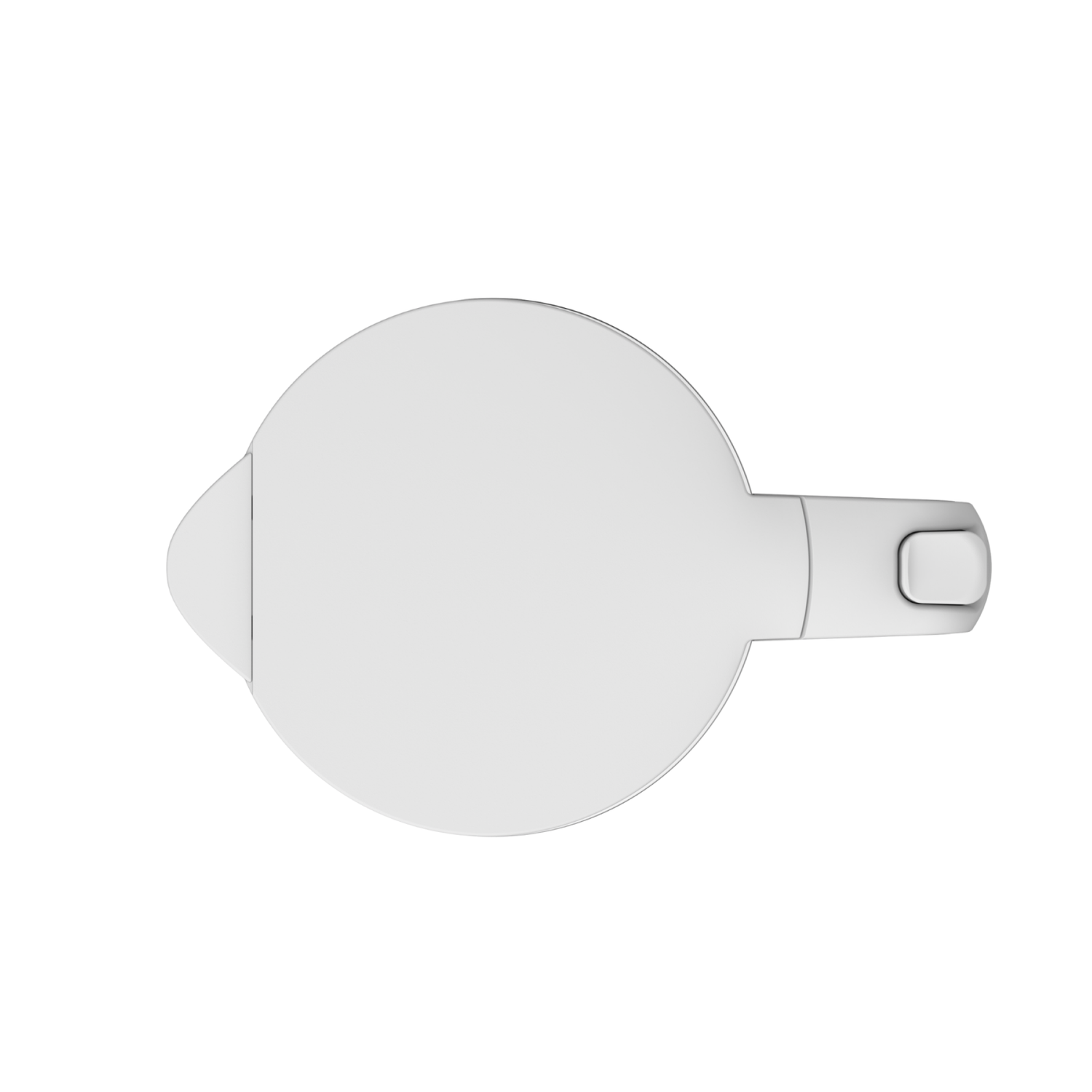 White kettle lid with a handle, seen from above.