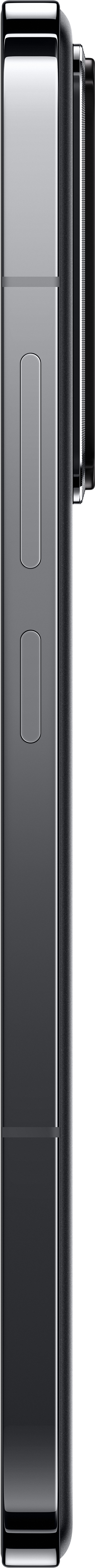 Seitenansicht eines dunkelgrauen Smartphones.