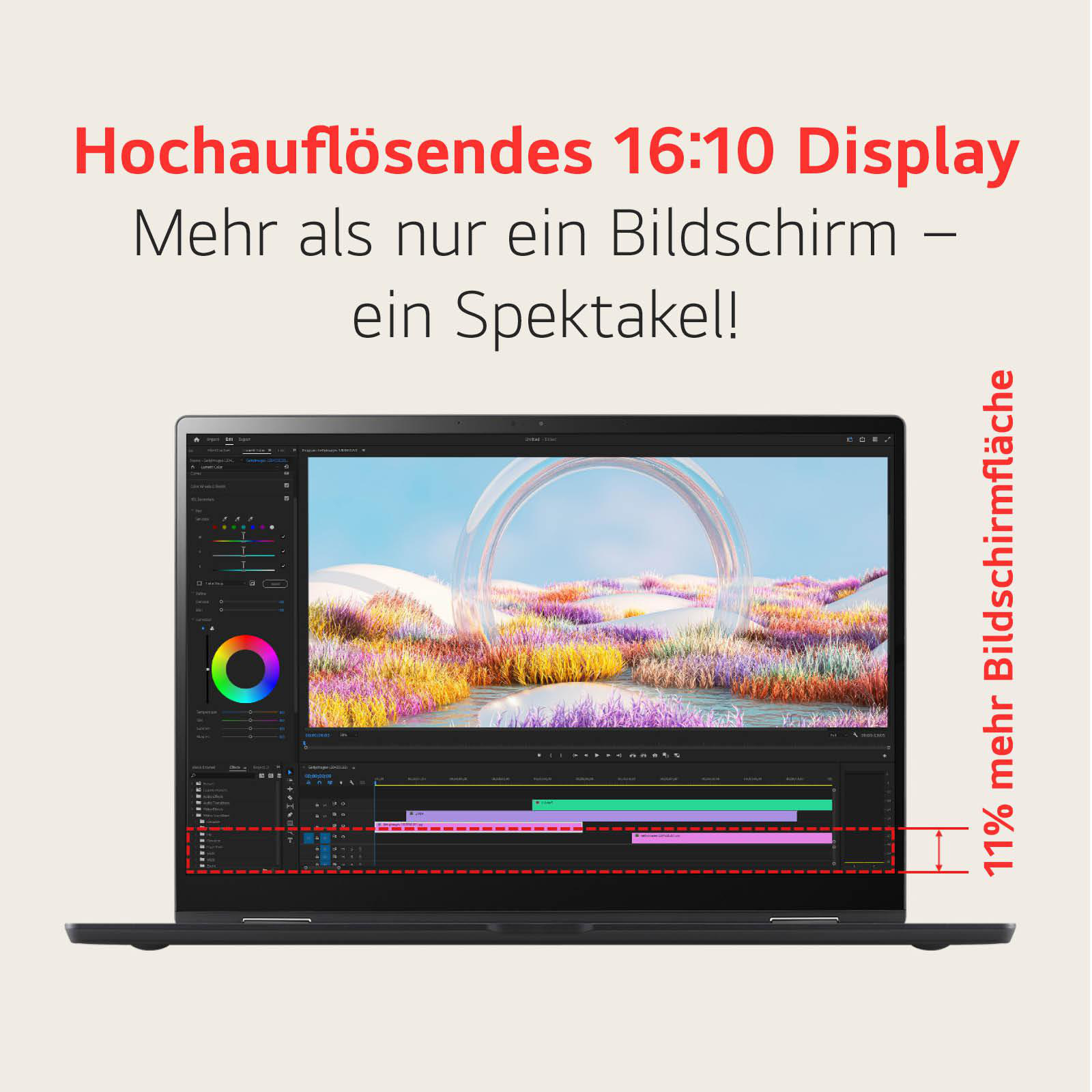 Offener Laptop mit Bearbeitungssoftware auf dem Bildschirm.