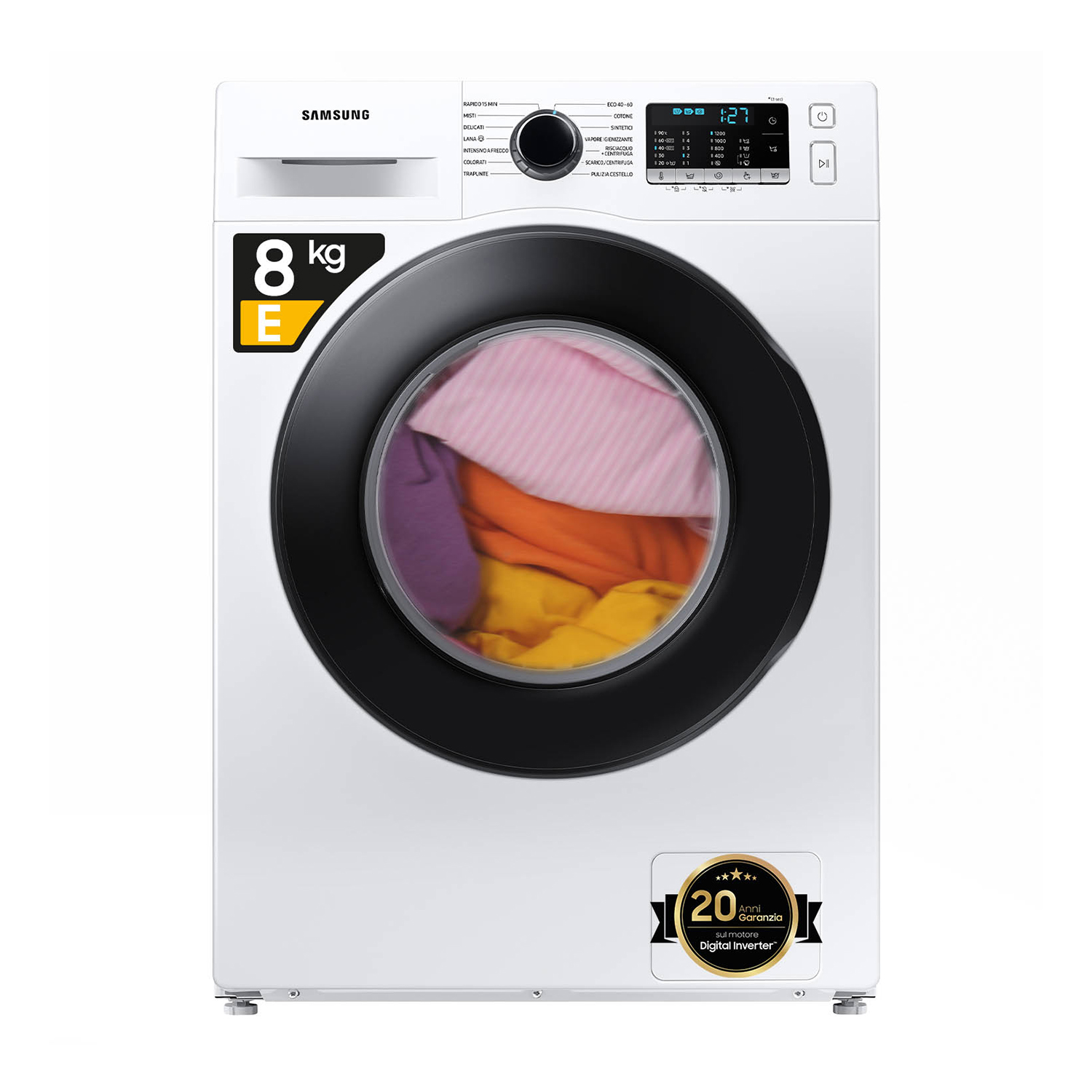 Samsung Ww80Agas21Aeet Lavatrice Slim, Caricamento frontale, 8 kg, 45 cm, Classe E