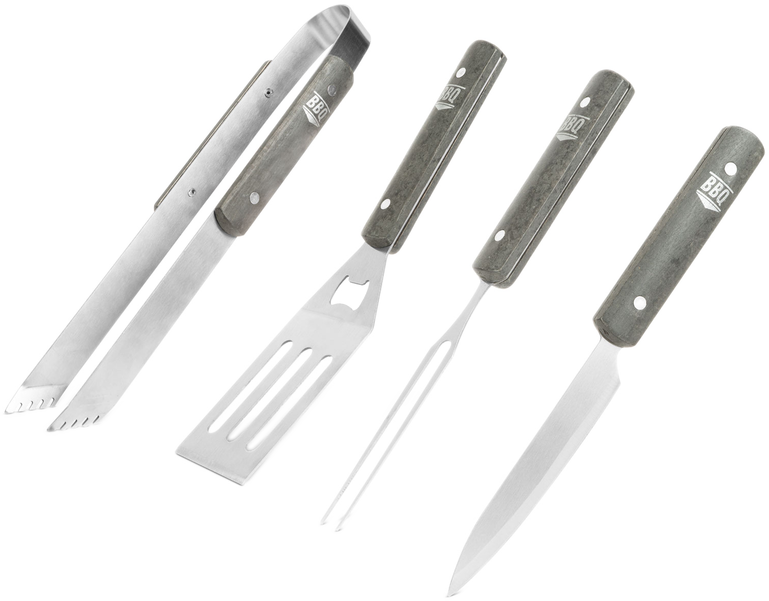 BBQ Grillező eszköz szett, 4 db-os, fa nyéllel, cipzáros táskával (56304C)