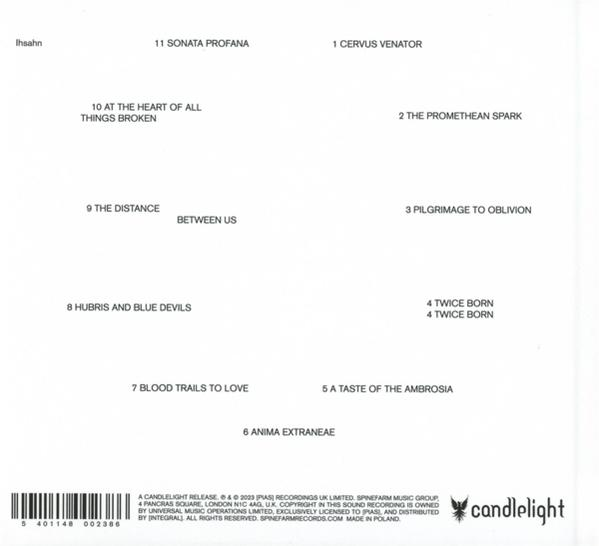 Albumcover mit Text. Das Cover hat einen weißen Hintergrund mit Songtiteln und Künstlerinfo.