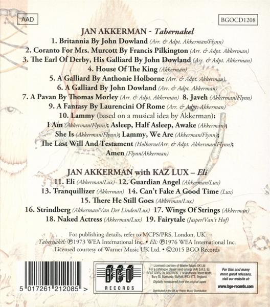 CD-Cover mit Titellisten für Jan Akkerman und Kaz Lux. Enthält Barcode und Label.