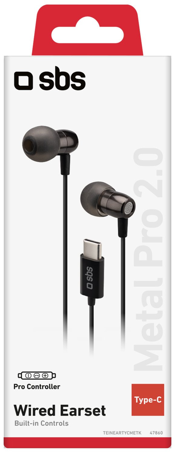 Przewodowy zestaw słuchawkowy ze złączem Type-C w pudełku.