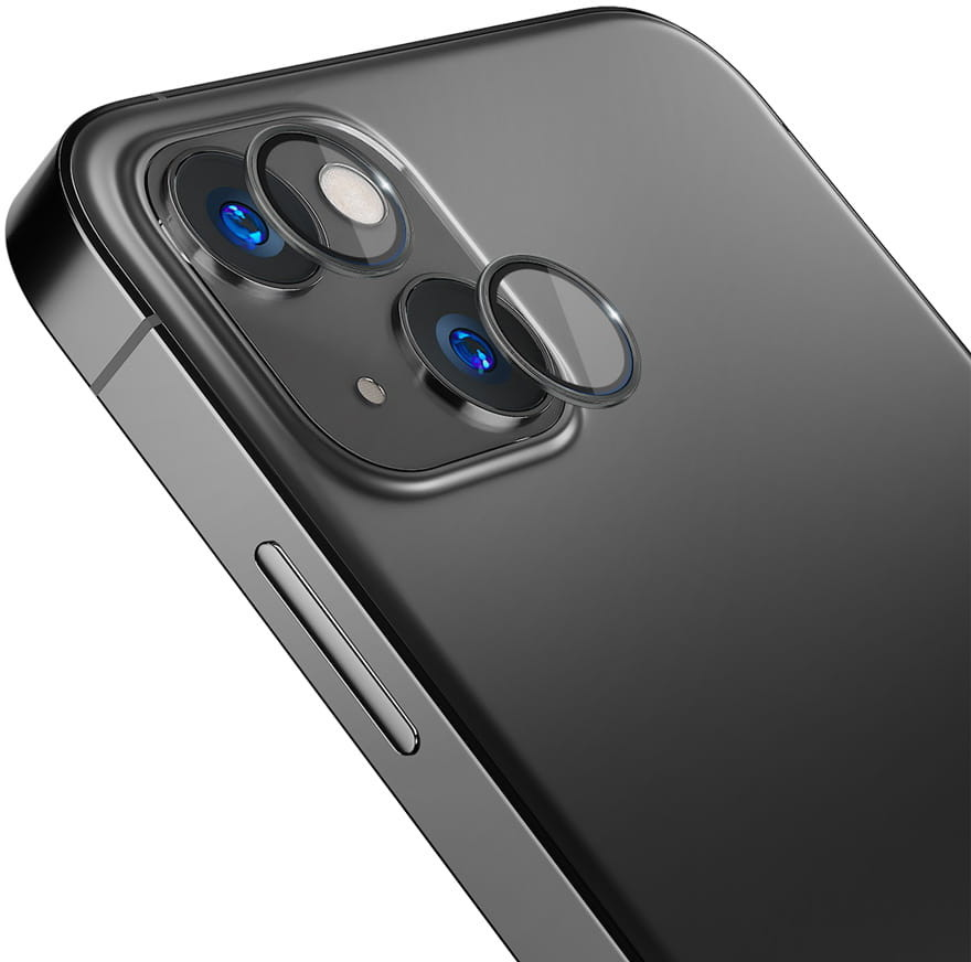 Zbliżenie telefonu z osłonami obiektywu, pokazujące obiektywy aparatu.