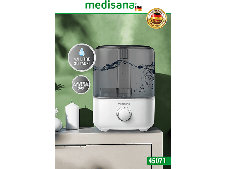 MEDISANA 45071 Aroma Fonksiyonlu 4.5L Buharlı Hava Nemlendirme Cihazı_4