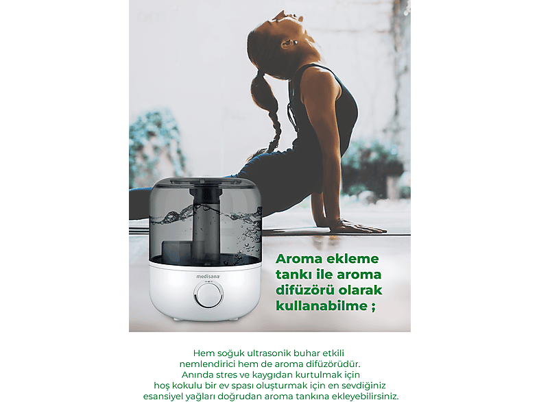 MEDISANA Medisana 45051 Aroma Fonksiyonlu 2.5L Buharlı Hava Nemlendirme Cihazı_3